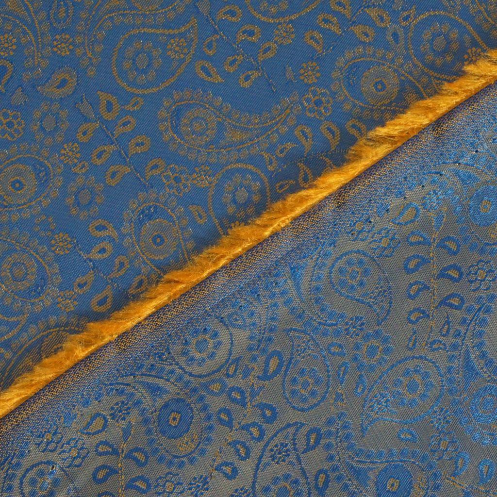 Futterstoff Paisley Viskosemix blau gelborange